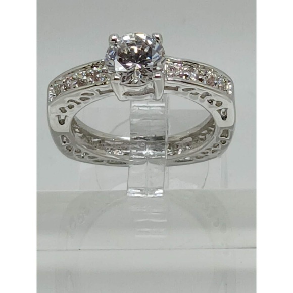 Vintage Jewelry - 2 CT Unique Vintage Gold Plated Round Brilliant Sim Diamond CZ Engagement Ring 8